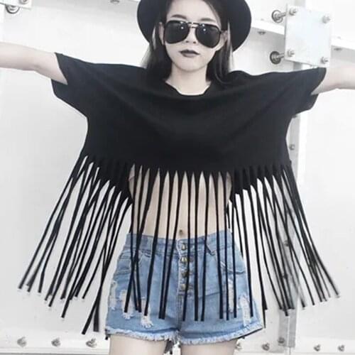 Summer Women O-neck Strapless Short Sleeve All-match Pure Cotton T-Shirt Female Tassel Casual Vintage Pullover Sexy Tops Korean