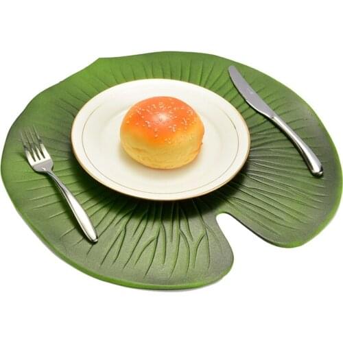 Hot 6Pcs Artificial Lotus Leaf Kitchen Placemat Insulation Mat Resistant Lightweight Bowl Anti-Slip Table Decor Placemat