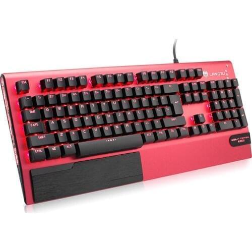 Mechanical Gaming Keyboard Red LED Backlit Keyboard,104 Key PC Keyboard With Ergonomic Wrist Rest,Metal Panel For PC and Mac