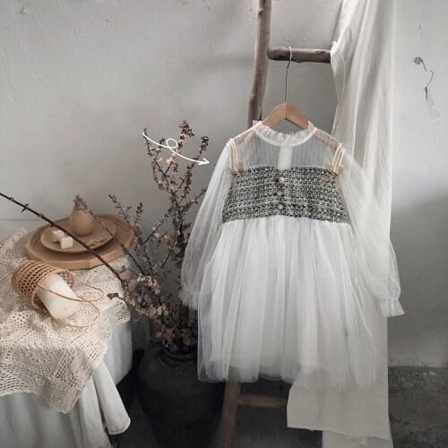 Menoea Girls Princess Dress New Summer Autumn Kids Lace Patchwork Dresses Toddler Tutu Baby Children Tulle Dress Casual Wear