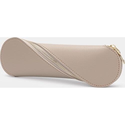Korean version of mini small fresh pencil case simple solid color leather pencil case stationery bag for male and female college