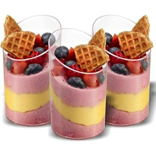 Mini Dessert Cups PS Material Slanted Round Clear Appetizer Cup Small Serving Bowl for Tasting Party Desserts Appetizers
