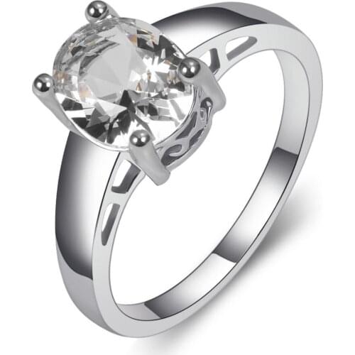 White Crystal Zircon 925 Sterling Silver Fashion Ring Size 5 6 7 8 9 10 11 12 PPR13