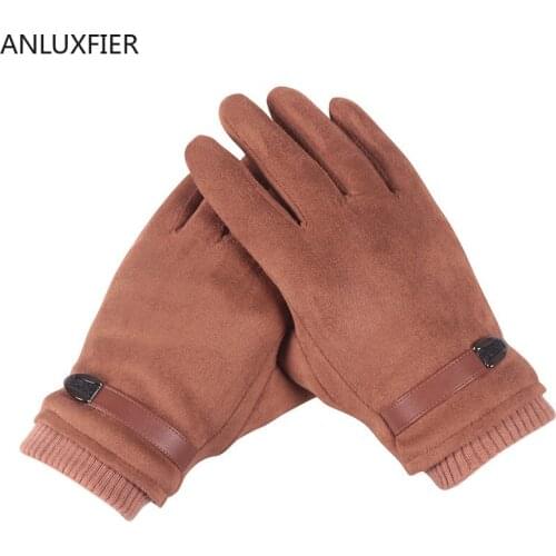 H9972 Male Gloves Men Autumn Winter Riding Motorcycle Thick Velvet Warm Thermal Mittens Windproof Touch Screen Fashion Hand Muff