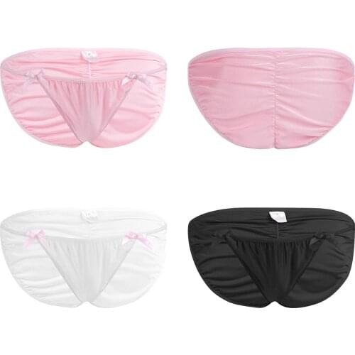 Mens Sissy Lingerie Briefs Panties Bowknots Bikini Briefs Male Gay Polyester Exotic Underwear Underpants for Lingerie Night