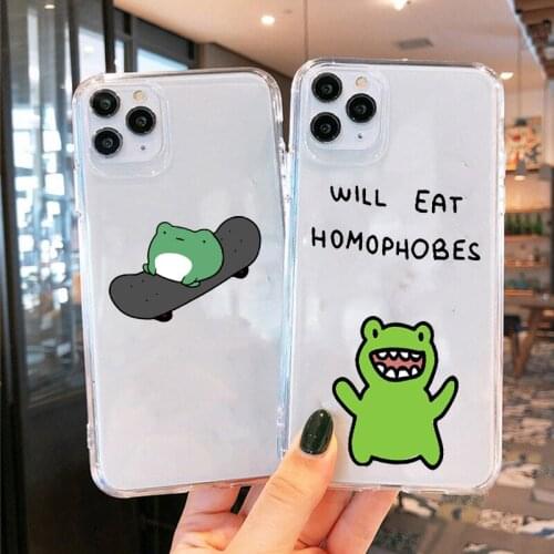 Soft TPU Silcone Transparent Phone Case Cover for IPhone 12 11 Pro X XS MAX 6 7 8 Plus XR Cute Animal Frog Coque Fundas Shell