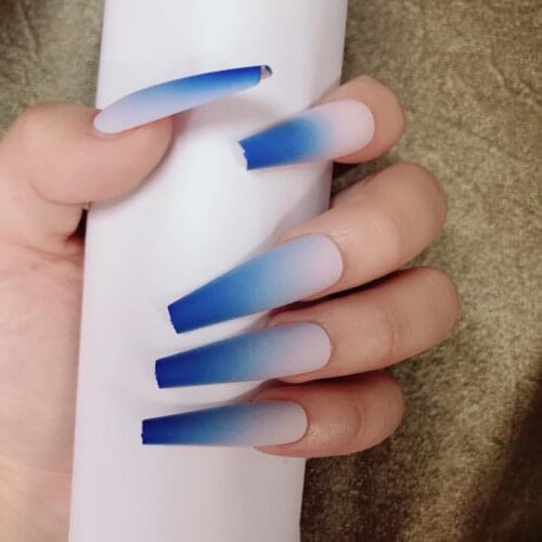 20tips/pc Matte Gradient Design False Nails Long Coffin Ballerina Full Cover Nail Art Tips Detachable Manicure Press on Nails