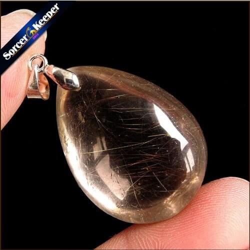 Natural Stones Rutilated Quartz Pendant Hair Crystal Free Necklace Mineral Specimen Garden Crystal Quartz Jewelry Energy OS415