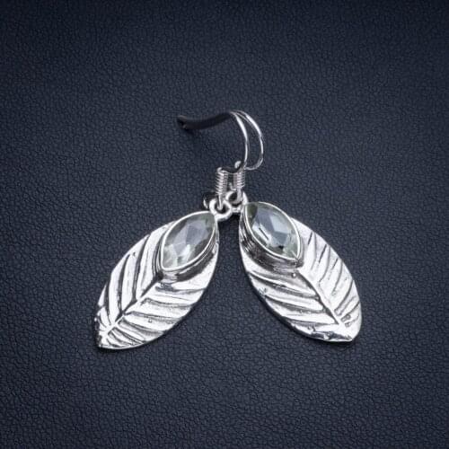 Natural Green Amethyst Bohemian 925 Sterling Silver Drop Earrings 1 1/2" R2329