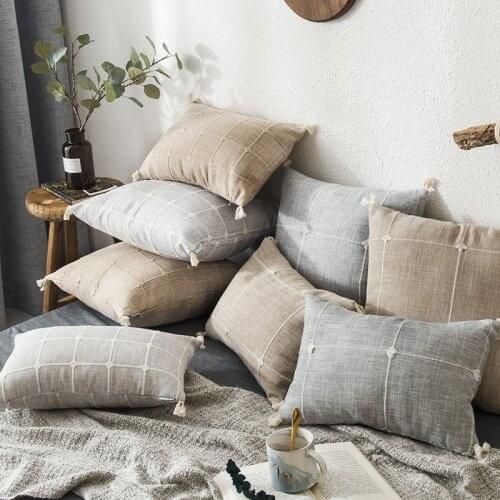 45x45/60x60/70x70cm Simple plaid embroidered cushion cover sofa square lattice throw pillow case lumbar pillow cover