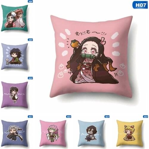 Sofa Cushion Covers Cartoon Japanese Anime Demon Slayer Cushion Chair Home Decor Pillow Case Pillowcase 45*45 Pillow Cover