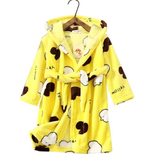 Autumn and winter 2021 new fashion childrens cartoon printed flannel housewear boys' and girls' thickened bathrobe pajamas