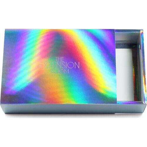 Wholesale Luxury Design Embossed Logo Holographic Silver Paper Box for Hair Extension Products Packaging
