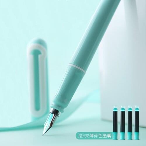 Tramol Mint Green Fountain Pen Literature Ink Pen Schoolgirl Use Practise Calligraphy Pen with 4 ink sac