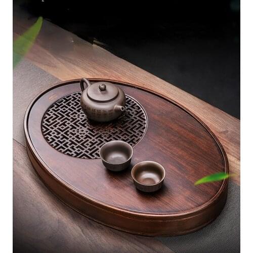 Dry Bubble Tea Tray Drainage Wooden Food Simple Chinese Kung Fu Tea Tray Ceremony Table Bandeja Madera Household Products DG50CP
