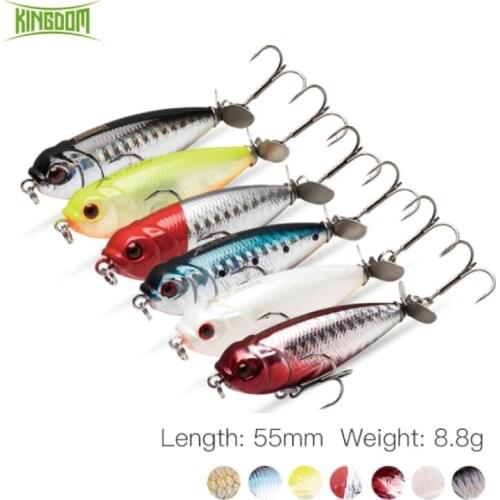 Kingdom Pencil Fishing Lure 55mm 8.8g Topwater Rotating Propeller Hard Jerkbait Fishing Wobblers For Bass Trout Pike Fishing
