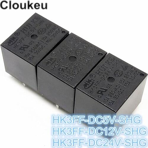 2Pcs Relay DIP5 HK3FF- DC5V DC12V DC24V -SHG 5V 12V 24V T73 10A