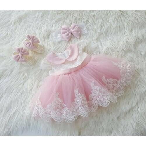 Romantic Puffy Pink Tulle Flower Girl Dress for Weddings Big Bow Ball Gown Girl Party Communion Dress Baby Girl Baptism Dress
