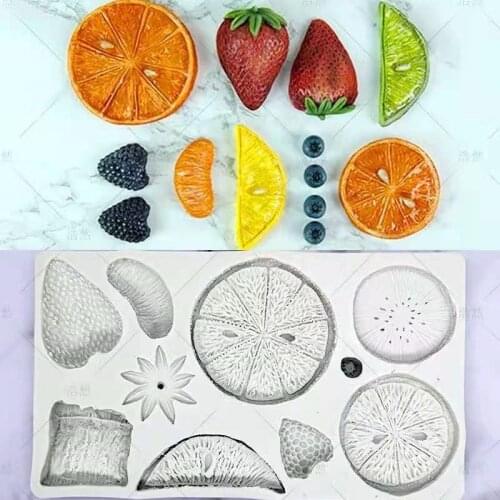 Handmade fruit strawberry lemon fruit dry series modeling silicone mold baking turn sugar mold chocolate liquid drop glue tool