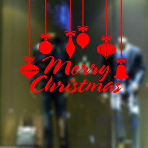Merry Christmas Bells Removable Wall Sticker Christmas Window Glass Stickers Xmas Wallpaper Home Decals Party Gift Decoration