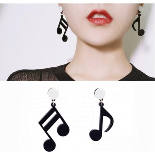 Notes Music Earrings Black Acrylic Asymmetric Earrings Women Girl Party Accessory Jewelry Bijoux 2021Gift Wholesale Hot Sale