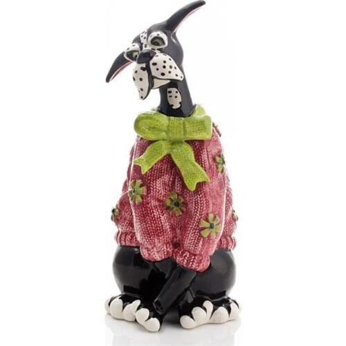 EUROPEAN DALMATIAN STATUE DOG ART SCULPTURE CERAMIC CRAFTS HOME DECORATION ORNAMENT PORCELAIN ANIMAL FIGURINE DECOR R4210