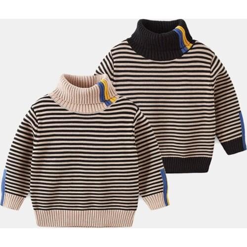 Boy kids Sweater Turtleneck 2020 Autumn Winter Childrens Striped Knitwear shirts high collar pullover top boy sweater 3-12y