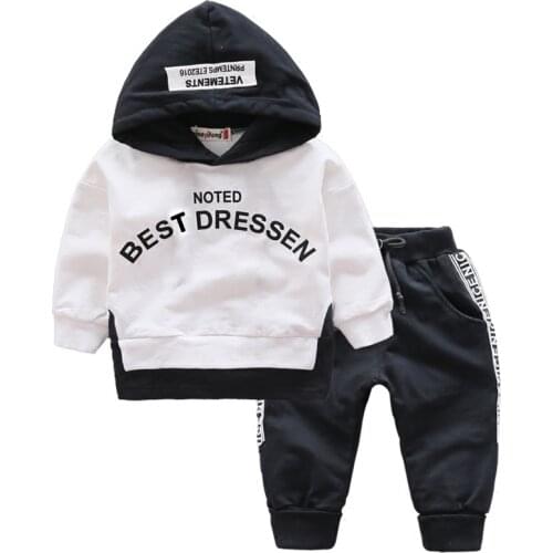 Spring Autumn Children Clothes Suit Kids Boys Girl Fashion Letters Hooded Pants 2Pcs/sets Toddler Casual Clothing BabyTracksuits
