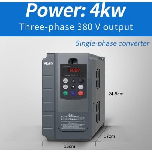 VFD inverter 4KW 1 PH 220V input and 3 PH output SHZK ZK880 vector control frequency converter for motor