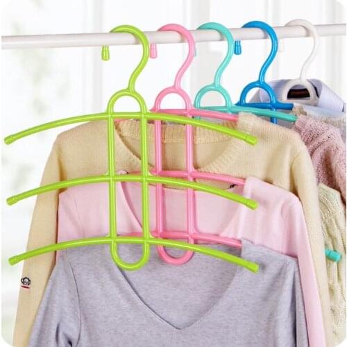 Magic Slip-resistant Plastic Drying Racks Fish Bone Multi-layer Clothes Hanger Wardrobe Organizer Clothing Support 2 Pieces/Lot