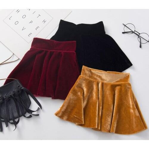 Newborn Infant Baby Girl Skirts Half High-Waist Skirt Velvet Solid Color Pleated Princess Warm Skirts 12 18 24 Months 3 Years
