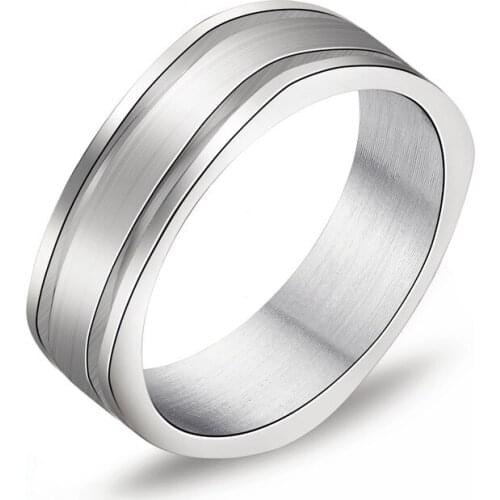 MANGOSKY 6mm 316 Titanium Stainless Steel Square Ring Engagement Wedding Charm Rings Men Women