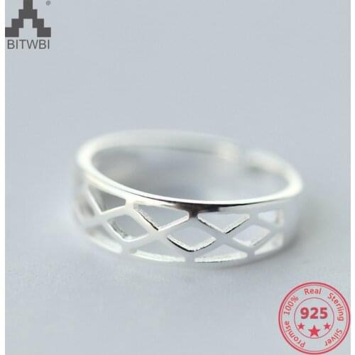 Korea Hot Style S925 Sterling Silver Simple Retro Vintage Geometric Open Ring Jewelry for Women