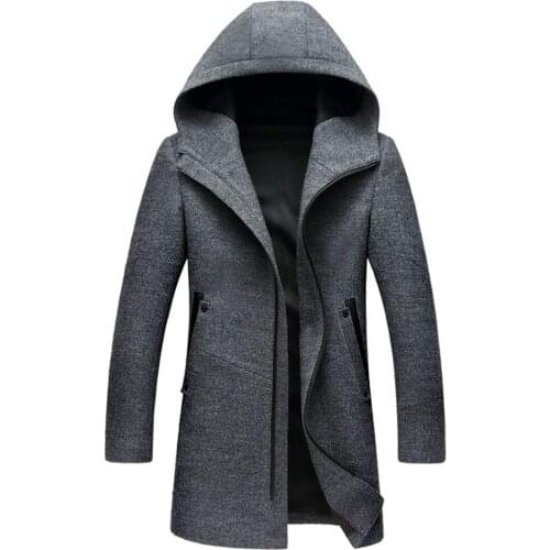 Winter Wool Coat Men Fashion Wool Jacket Men High Quality Hooded Mens Peacoat Size M-3XL size #18172 holyrising