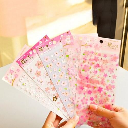 1 Sheet Japan style sakura oriental cherry blossom diary deco scrapbooking PVC material masking sticker Stationery Stickers