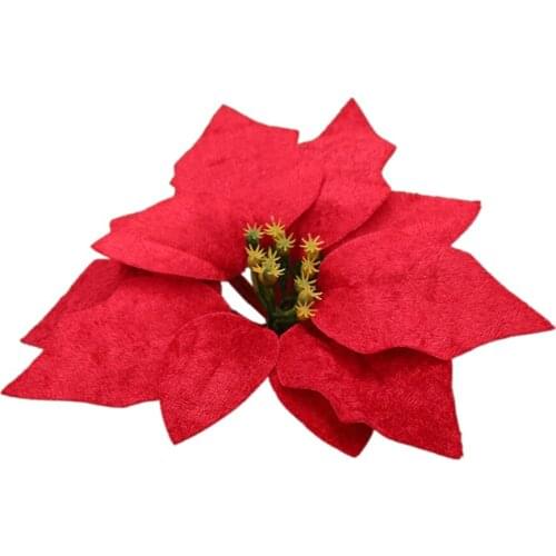 16cm Simulated Christmas Flower Heads DIY Xmas Tree Rattan Garland Decoration Scrapbook Craft Flower Arrangement Scene Layout