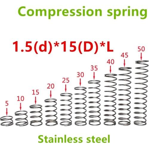 20pcs 1.5*15*(15/20/25/30/35/40/45/50) Stainless steel Series small spot spring wire compression pressure springs
