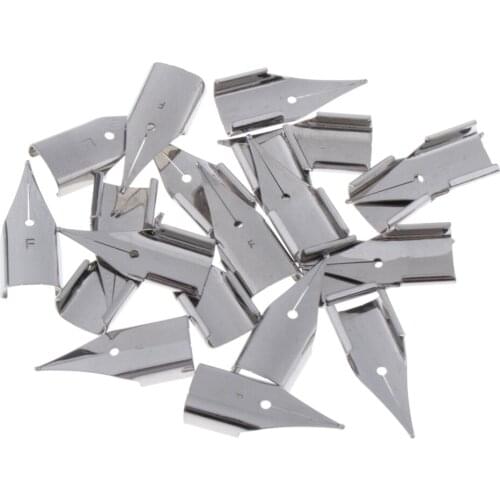 20 Pieces Fountain Pens Universal Design Pen Nib Pen Tips Replacement Nibs Silver Tip 0.5mm DIY Pen Making Supplies