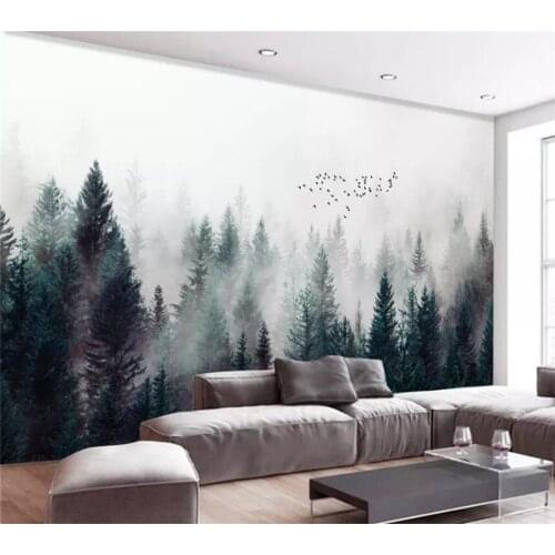 Beibehang Custom wallpaper 3d photo mural modern fresh fog forest cloud fog bird Nordic sofa background wall papers home decor