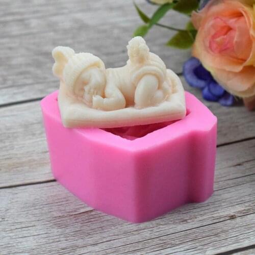 3D Sleeping Baby Shaped Silicone Molds Party Cake Decoration Tools Bakeware Mold Handmade Craft Clay Soap Candle Making Moulds