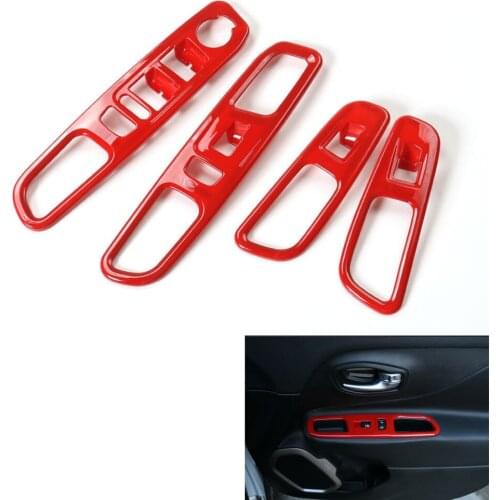 4 pcs/set ABS Car Inner Door Armrest Window Lift Button Cover Trim Frame Decoration fits for Jeep Renegade 2015 2016 Car Styling