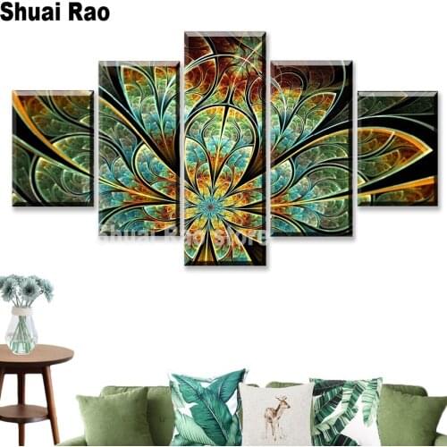 5 pcs Amazing fantasy abstract Leaves 5d diy diamond painting full square round diamond embroidery landscape wall decor