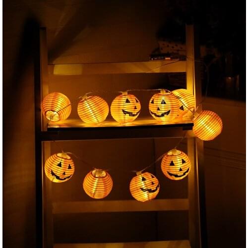 6/10/20leds Halloween Pumpkin Lights Lanterns Battery Powered 3D Jack Halloween Pumpkin string Lights for Indoor Outdoor Party