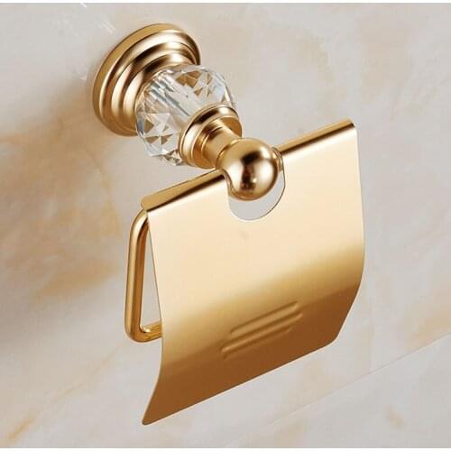 Vidric Golden Space Aluminum with Crysta Toilet Paper Holder,Roll Holder, Paper towel holder,toilet paper box toilet accessories