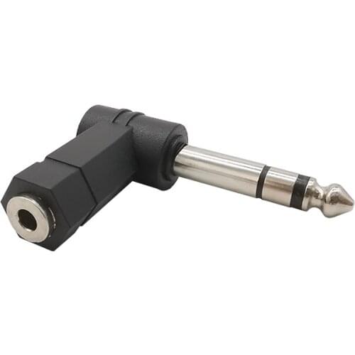 1Pcs L Shape Audio Adapter 1/4 Inch 6.35mm Male Plug to 3.5mm 1/8" Female Jack Right Angle Stereo Headphone Converter Connecter