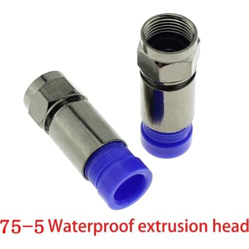 Black nickel-plated extruded F head Full copper Inch F head Cable TV connector Two shielded waterproof extrusion head