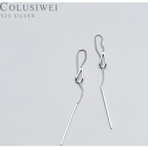 Colusiwei Genuine 925 Sterling Silver Long Tassel Chain Dangle Earrings for Women Fashion Korean Style Silver 925 Jewelry