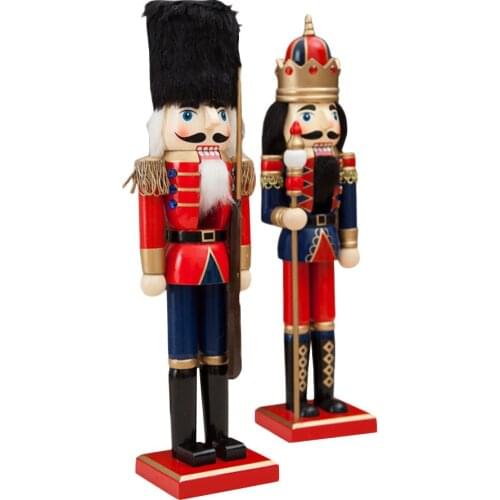 38CM Wooden Nutcracker Doll Pendant Soldier With Cloak Shape Puppet Ornaments Holiday Decorations Christmas Decoration For Home