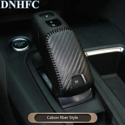 DNHFC Carbon Fiber Style Leather Gear Cover Car Accessories For Peugeot 5008 4008 LHD