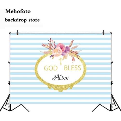Mehofoto Communion Background for Photo Studio pink God Bless Birthday Flower Banner Decor Backdrops Photography 692